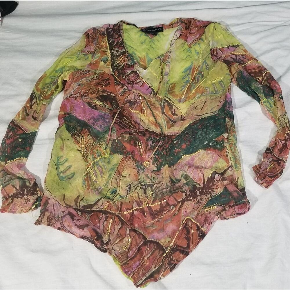 Sharon Anthony sheer silk top size small